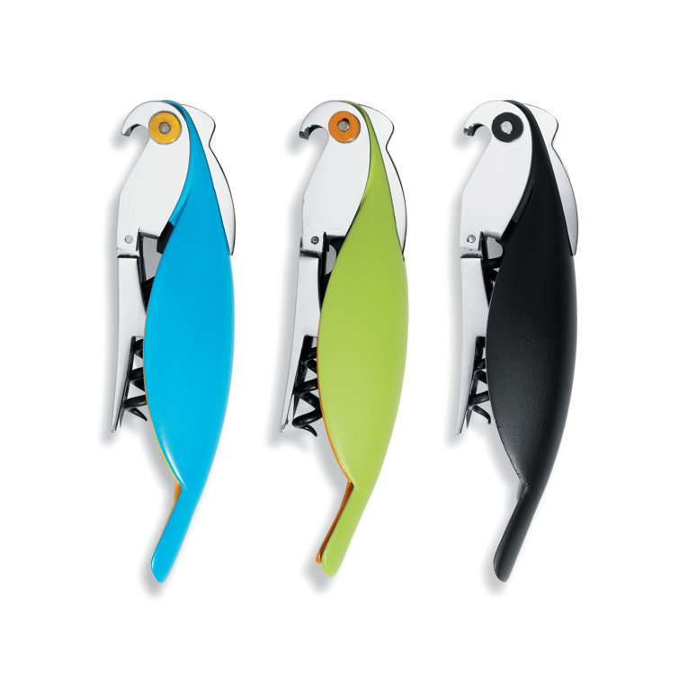 Light Blue Parrot Sommelier Corkscrew in Cast Aluminum