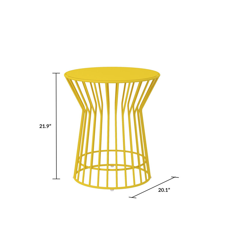 Roberta Yellow Steel Indoor/Outdoor Patio Side Table