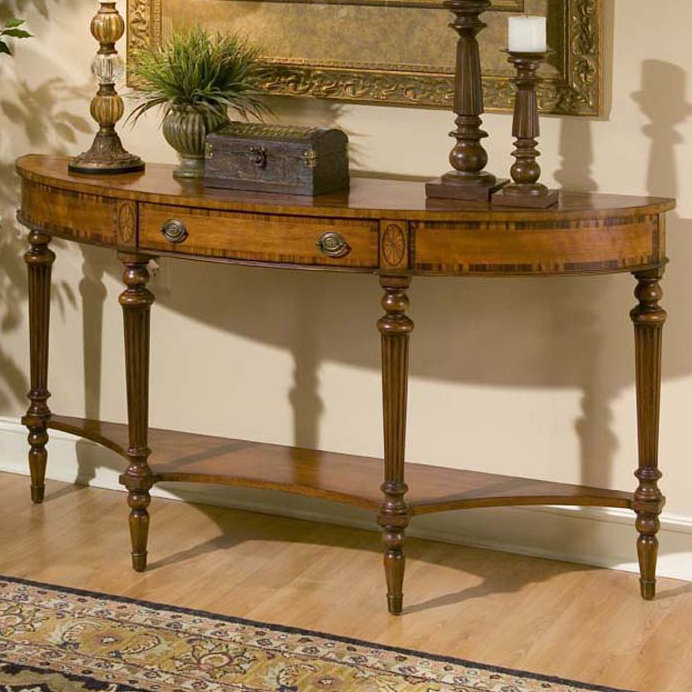 Latham 62'' Brown Wood Demilune Console Table with Storage