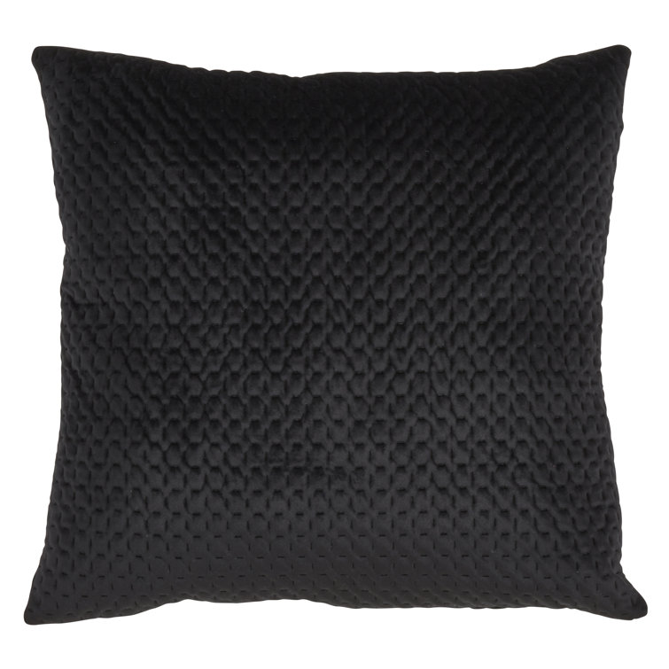 Black Pinsonic Velvet Square Throw Pillow