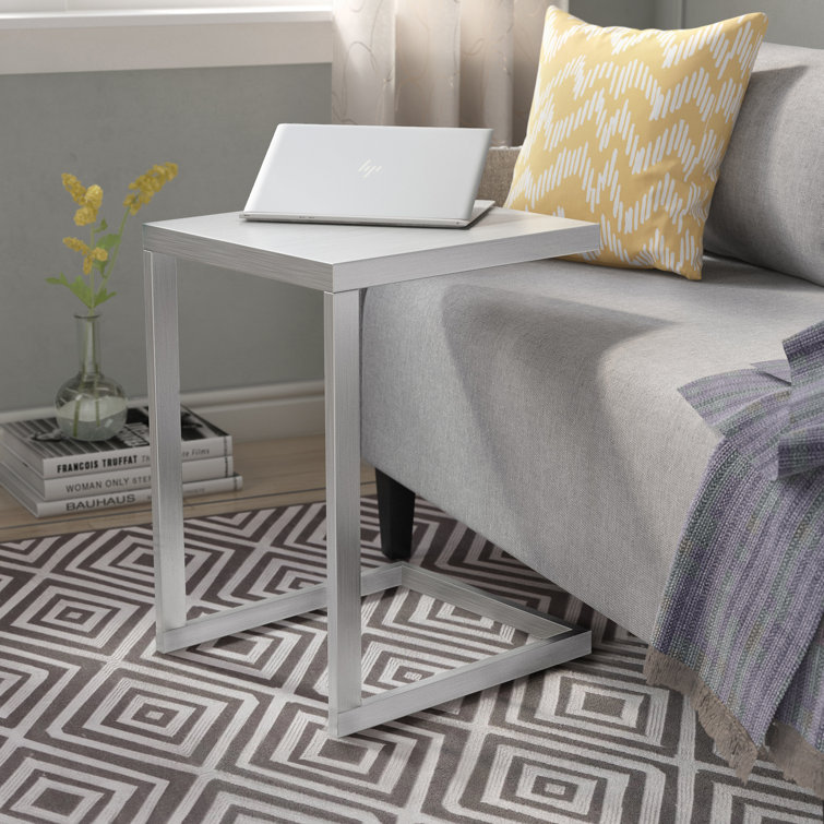 Silver Metal Modern Cantilever End Table