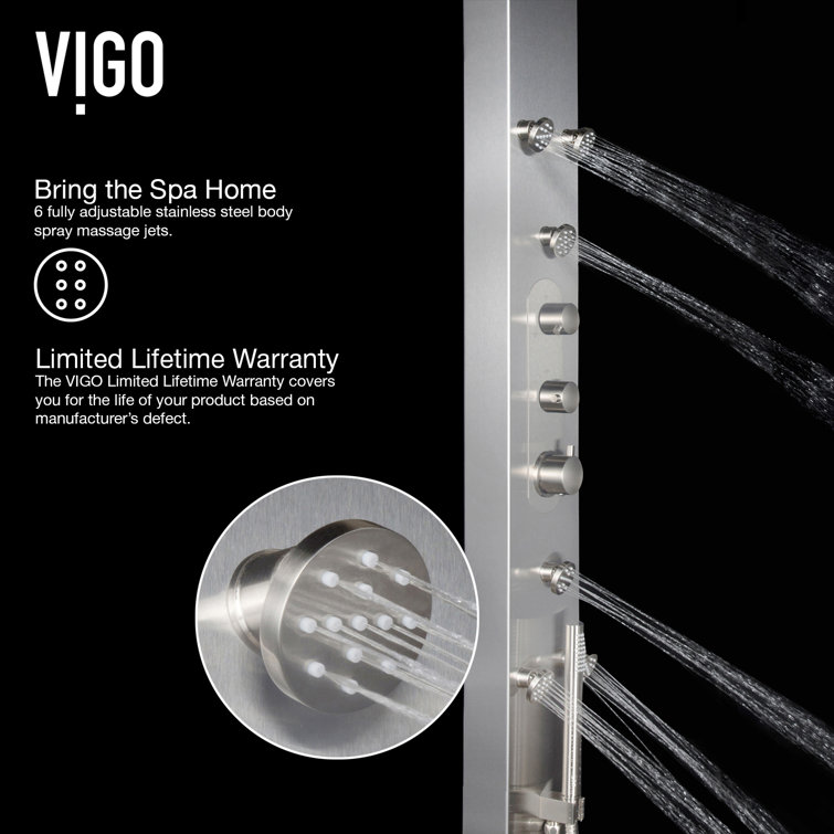 Dilana 67" Stainless Steel 6-Jet Shower System with Hand Shower