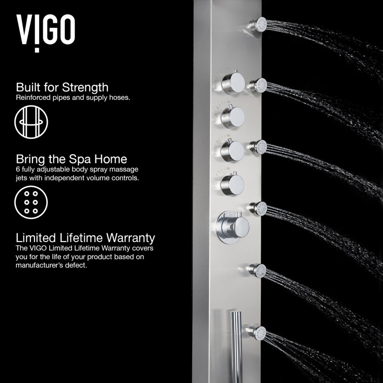 Stainless Steel 71" Shower Panel with 6 Jets and Hand Shower