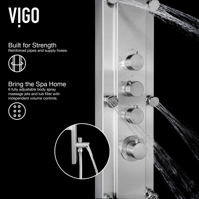 Mateo Stainless Steel 60" Shower Panel System with Hand Shower and Jets