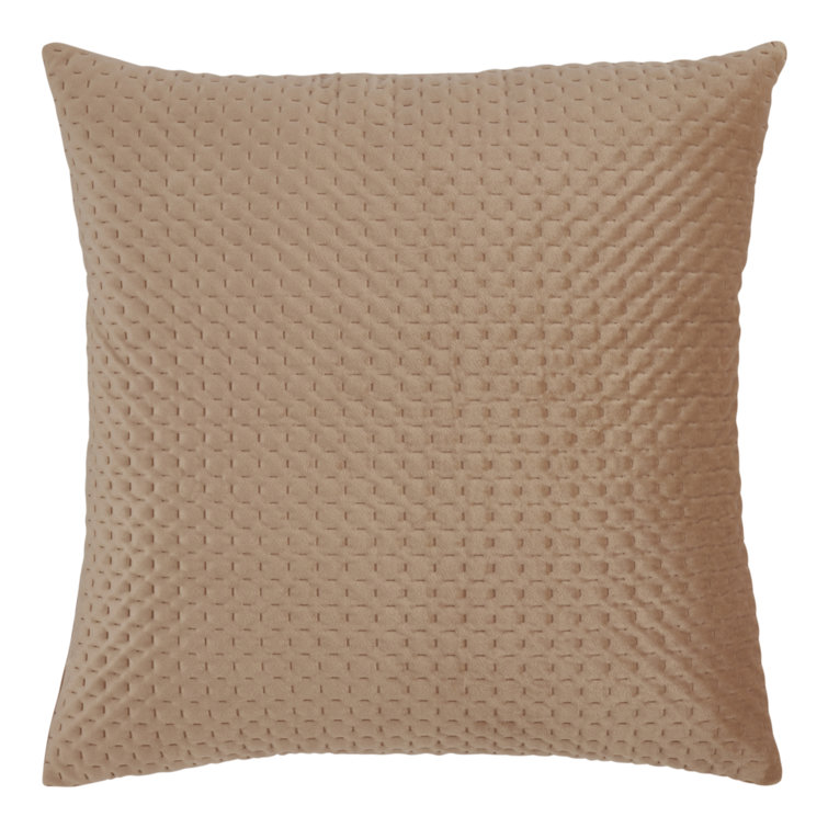 Beige Pinsonic Velvet 18" Square Throw Pillow
