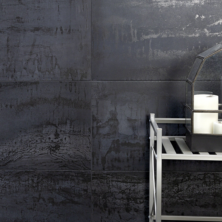 Large Dark Gray Matte Porcelain Rectified Floor and Wall Tile