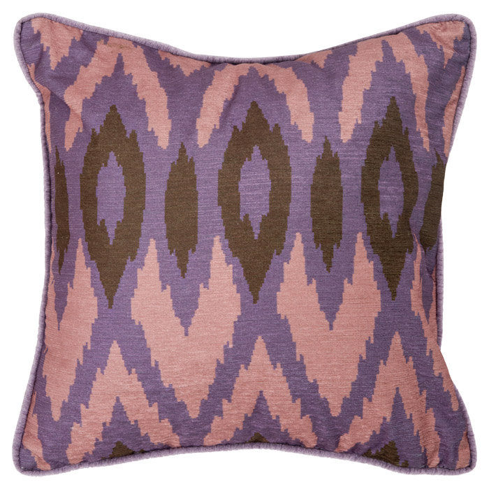 Lavender Ikat Embroidered 20" Square Throw Pillow Set