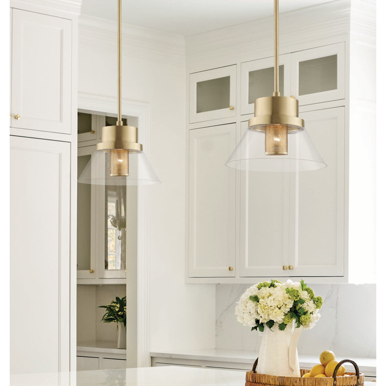Aged Brass Elegance 15.5" Clear Glass 1-Light Pendant