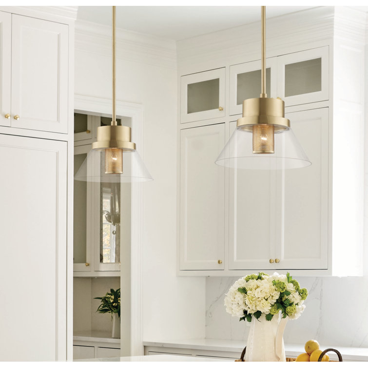 Aged Brass Elegance 15.5" Clear Glass 1-Light Pendant
