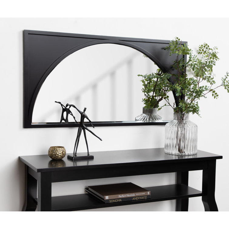 Elegant Satin Black Full-Length Rectangular Wood Wall Mirror