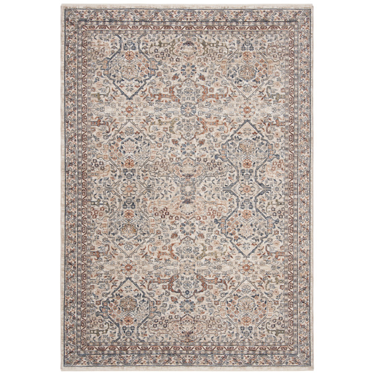 Ivory and Light Olive Hand-Knotted Wool Blend 5'3" x 7'6" Area Rug