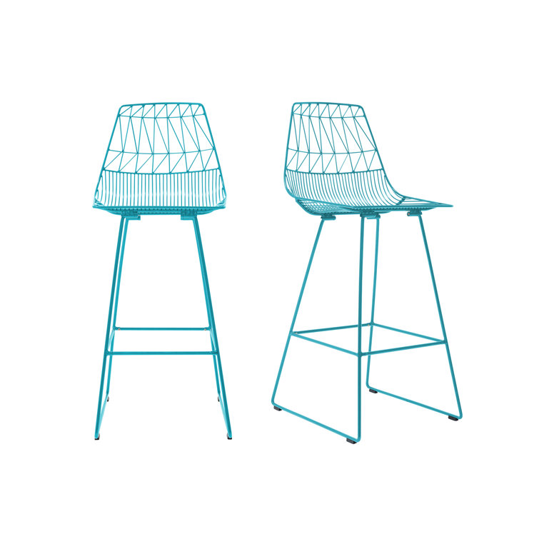 Saddle Style Orange Metal Leather Bar Stool, 30 in