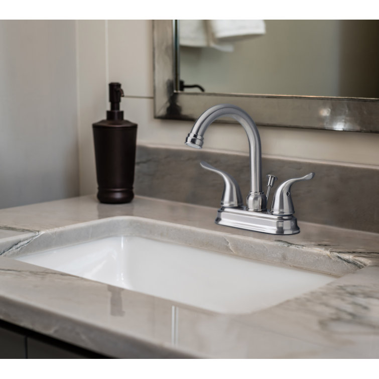 Brushed Nickel Transitional Centerset Lavatory Faucet with Pop-Up Drain