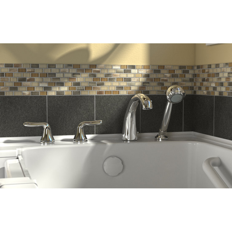 White Fiberglass Walk-In Soaking Bathtub with Faucet