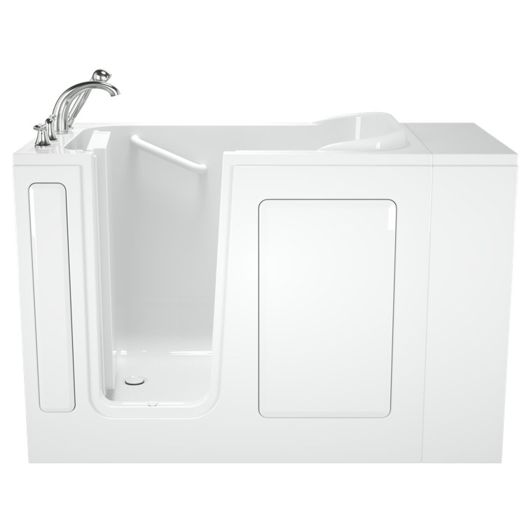 White Fiberglass Walk-In Soaking Bathtub with Faucet
