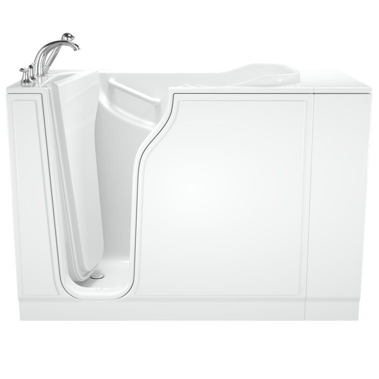 White Fiberglass Walk-In Whirlpool Bathtub with Chrome Faucet