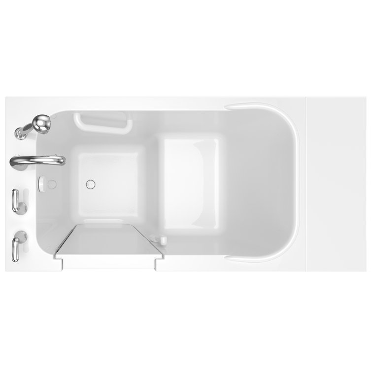 White Fiberglass Walk-In Soaking Bathtub with Faucet