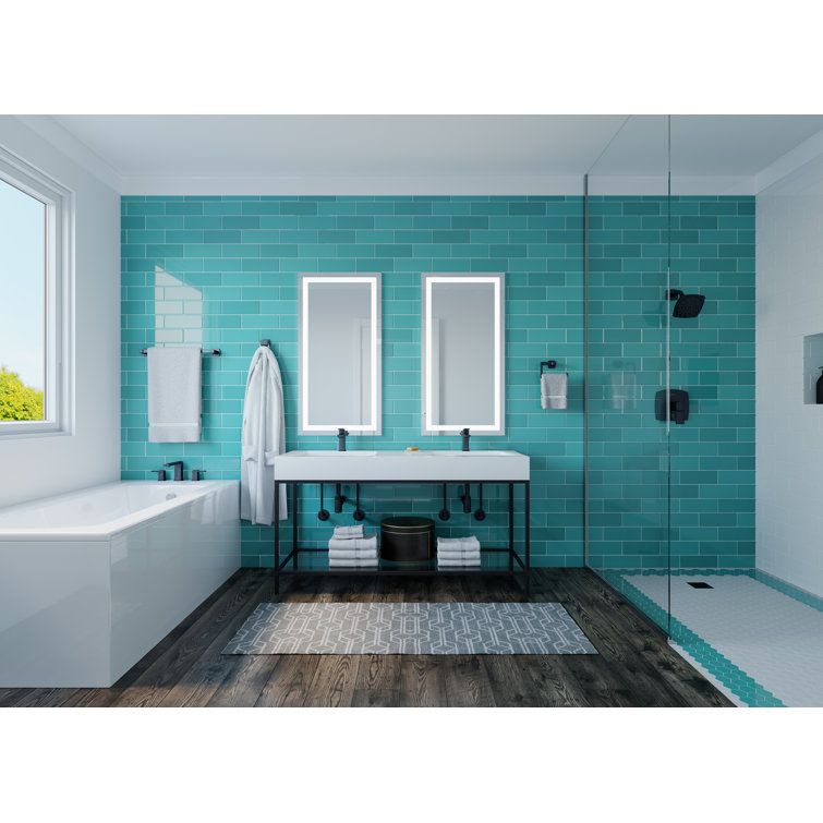 Matte Black Modern Double Handle Roman Tub Faucet