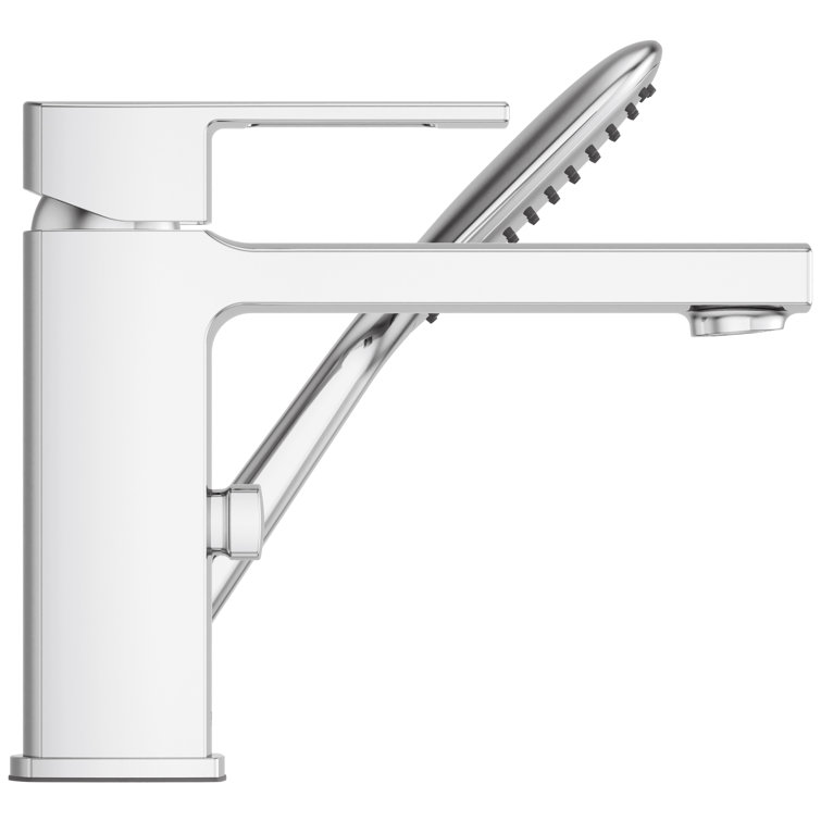 Polished Chrome Single Handle Deck Mounted Tub Faucet with Handshower