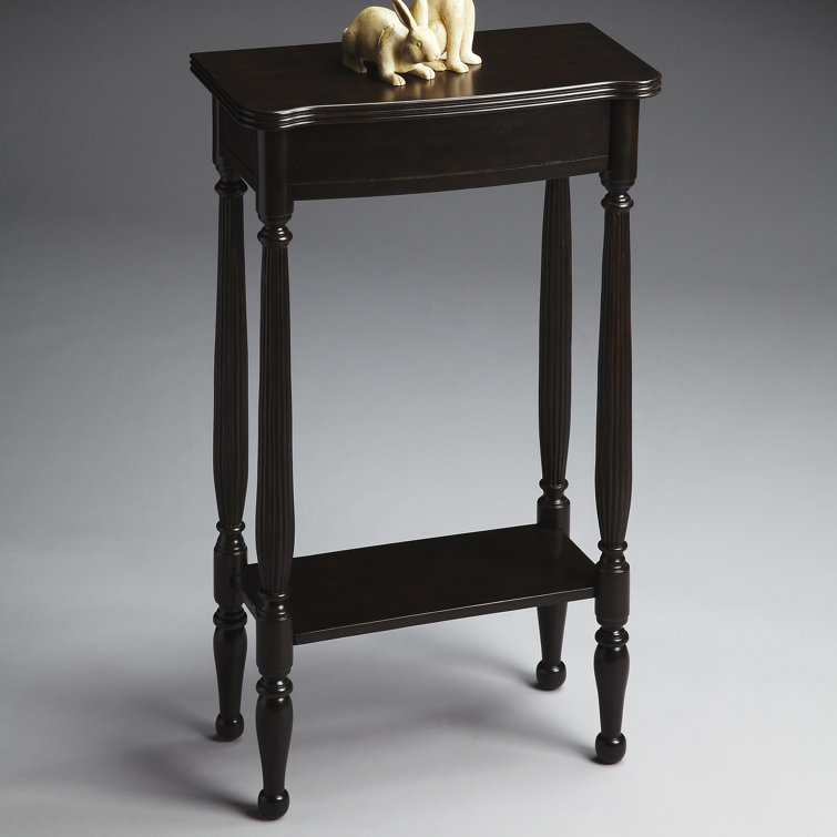Whitney Rubbed Black Wood Console Table with Storage