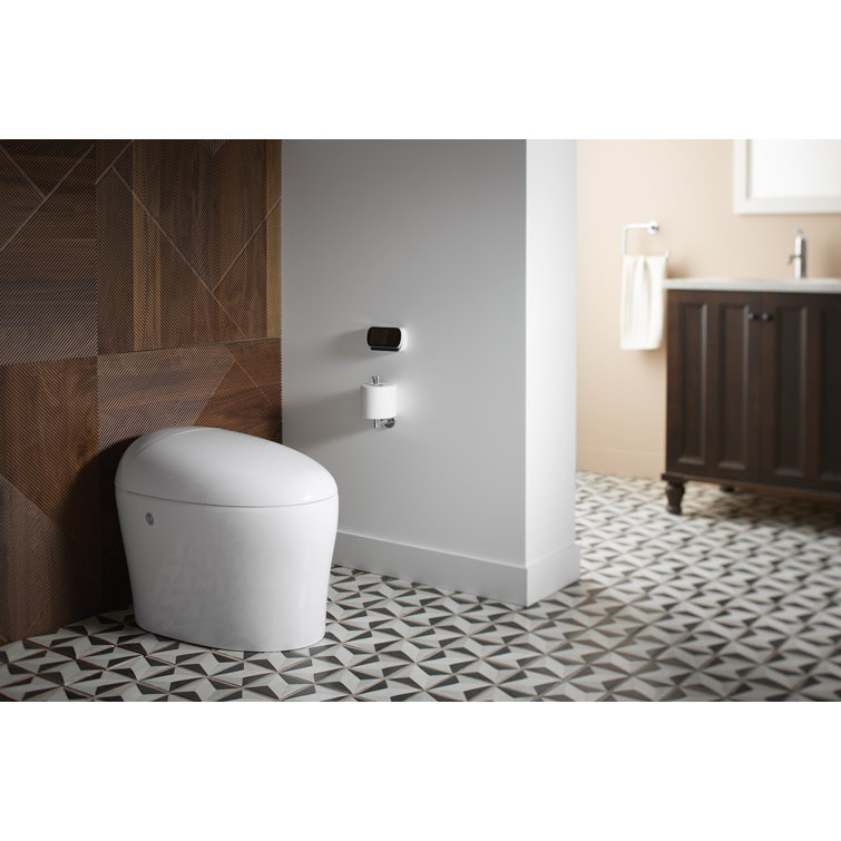 White Elongated Free Standing Dual Flush Toilet