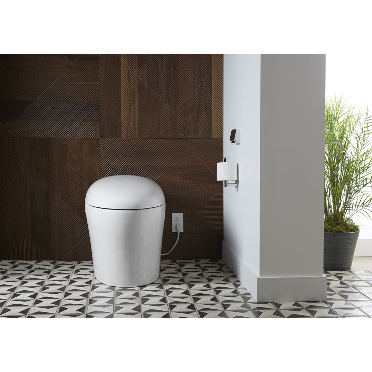White Elongated Free Standing Dual Flush Toilet