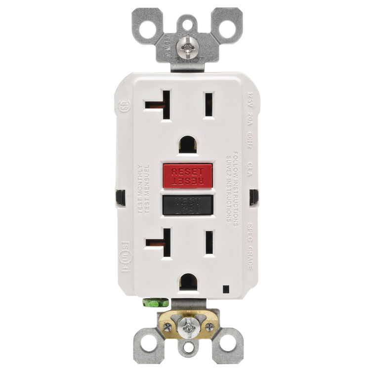 White Tamper Resistant GFCI Outlet with Indicator Light
