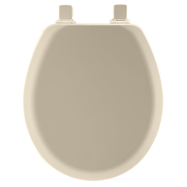Bone Gloss Round Enameled Wood Toilet Seat with Lid