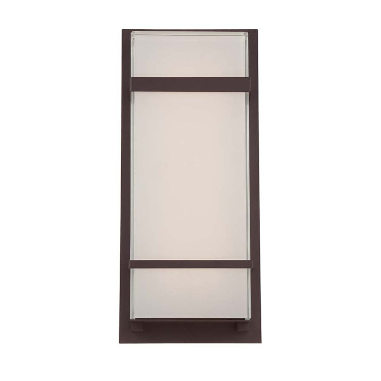 Bronze LED Wall Sconce with Mitered White Silk Screened Glass