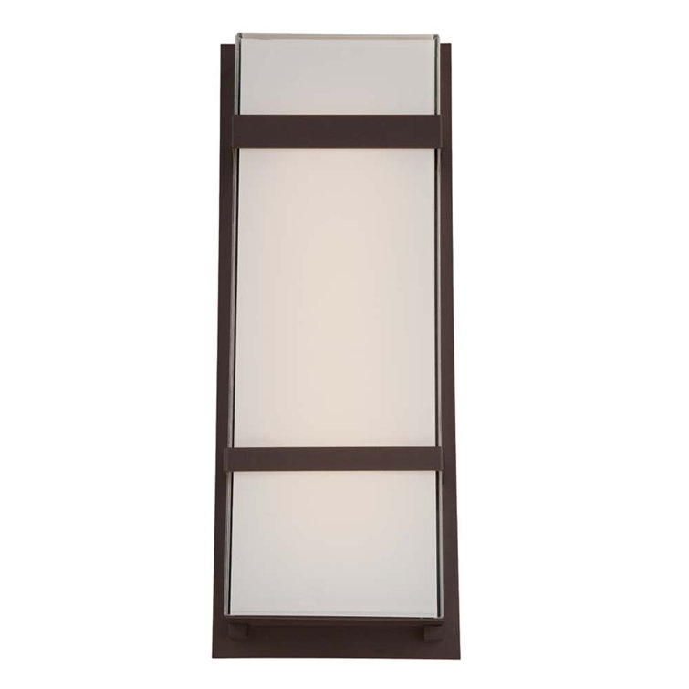 Bronze LED Wall Sconce with Mitered White Silk Screened Glass