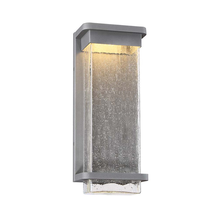 Bronze 16" LED Wall Light with Seeded Glass