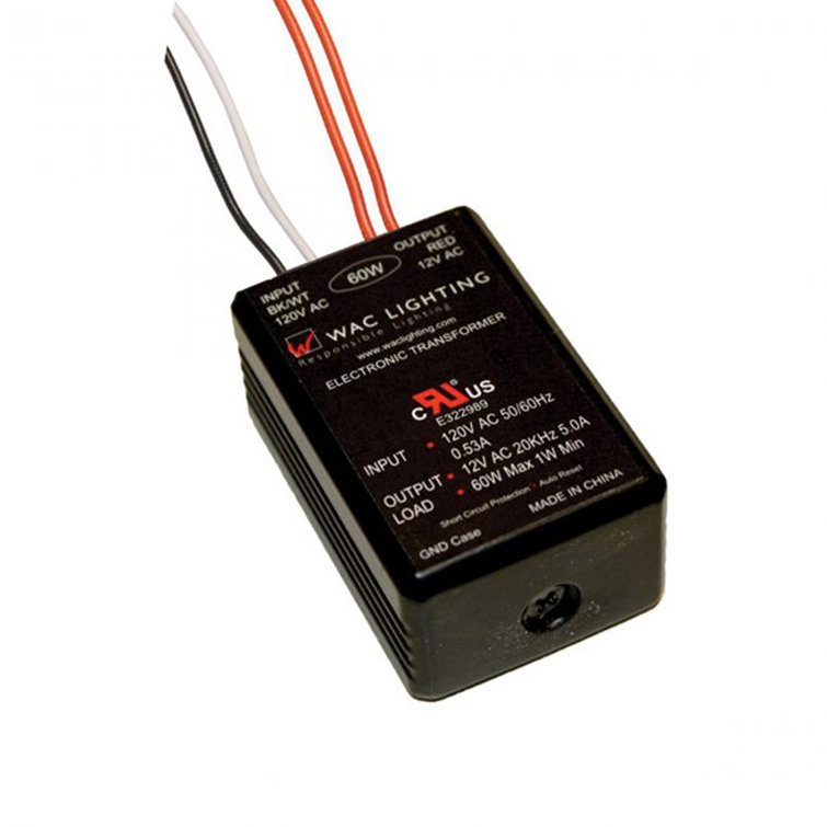 Compact Black Electronic Remote Transformer for Lighting Systems