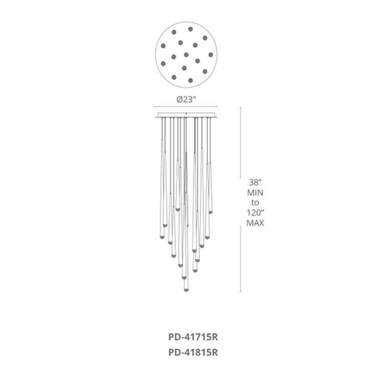 Cascade Matte Black 15-Light LED Tiered Chandelier with Frosted Glass