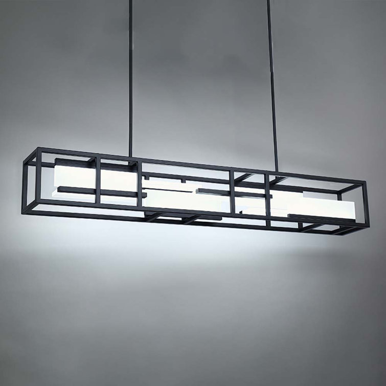 Modern Black LED Linear Island Pendant Light