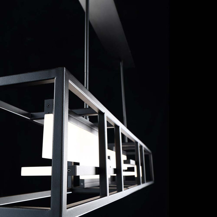 Modern Black LED Linear Island Pendant Light