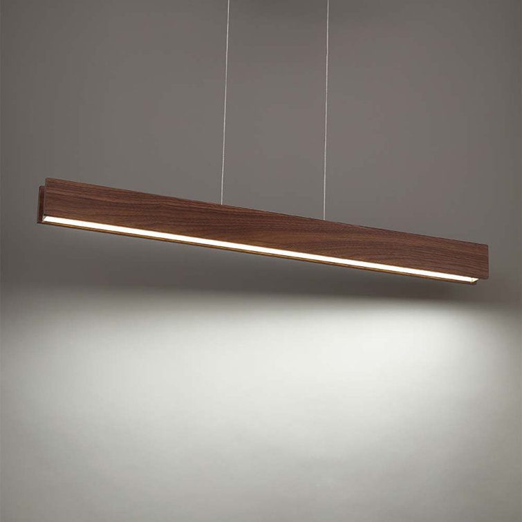 Dark Walnut 56" LED Linear Pendant with Tempered Glass
