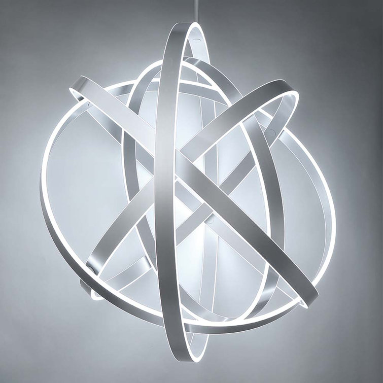 Titanium LED Globe Chandelier with White Silica Diffuser