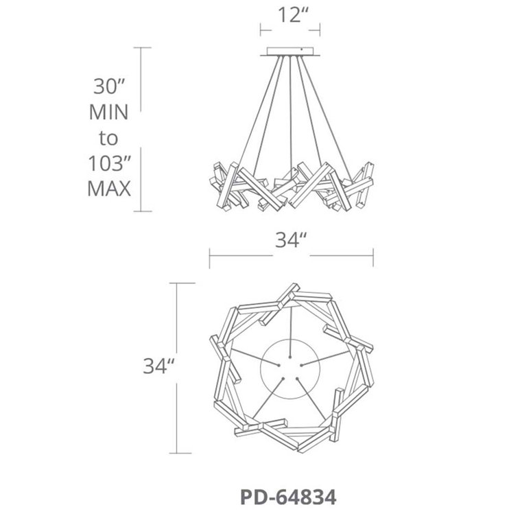 Aged Brass 21-Light LED Geometric Chandelier with White Acrylic Diffuser