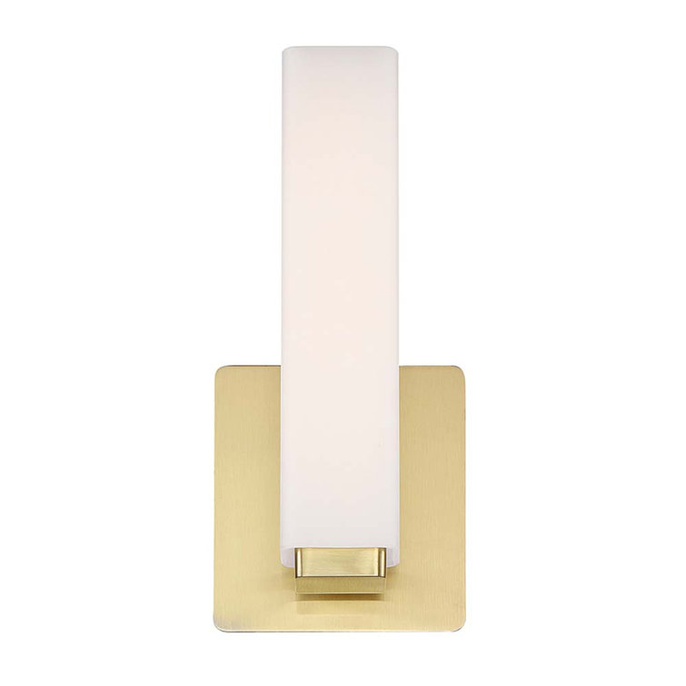 Vogue Transitional LED Armed Sconce in Brushed Brass with Frosted Glass
