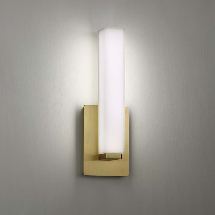 Vogue Transitional LED Armed Sconce in Brushed Brass with Frosted Glass