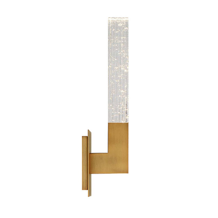 Aged Brass Dimmable LED Wall Sconce with Crystal