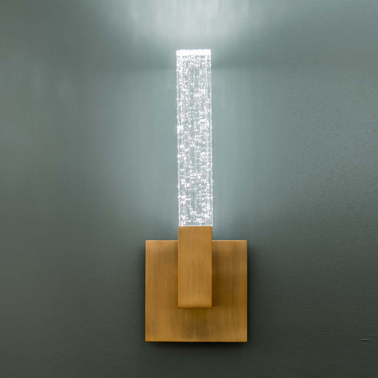 Aged Brass Dimmable LED Wall Sconce with Crystal