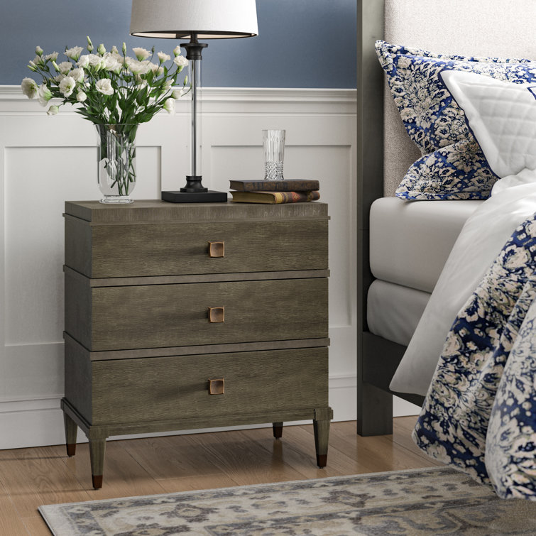 Transitional 3-Drawer Brown Nightstand with Sleek Design