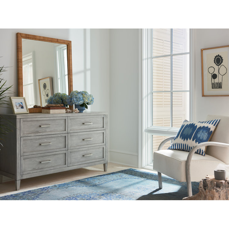 Transitional Brown Rectangular Wood Wall Mirror