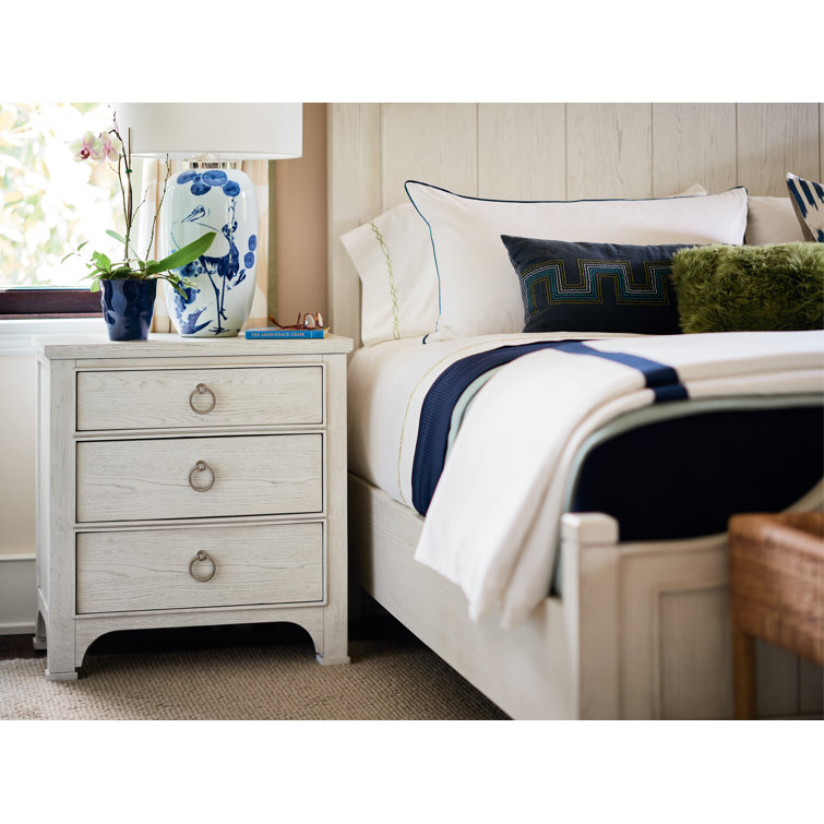 Cream Coastal 3-Drawer Oak Veneer Nightstand