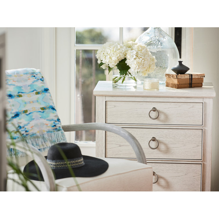 Cream Coastal 3-Drawer Oak Veneer Nightstand
