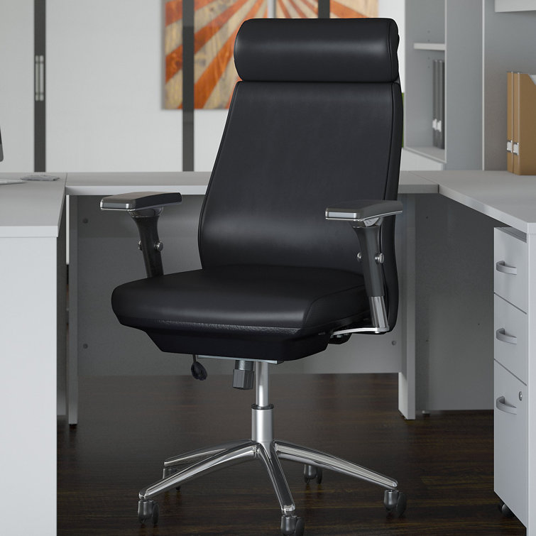 Black Leather High Back Executive Office Chair with Chrome Base