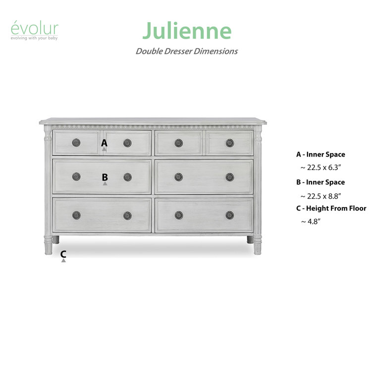 Elegant Antique Grey Mist Double Dresser with Dovetail Drawers