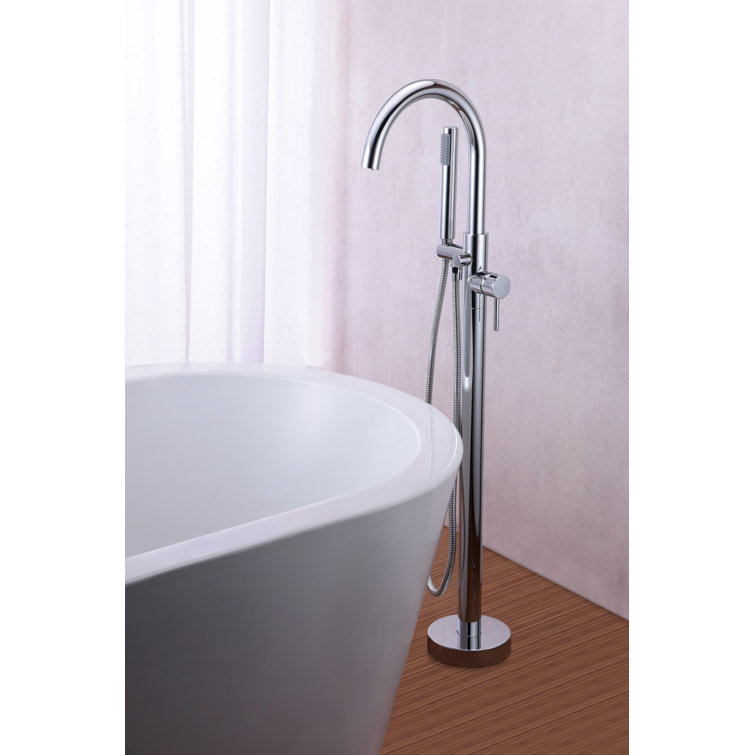 Polished Chrome Freestanding Clawfoot Tub Faucet with Hand Shower