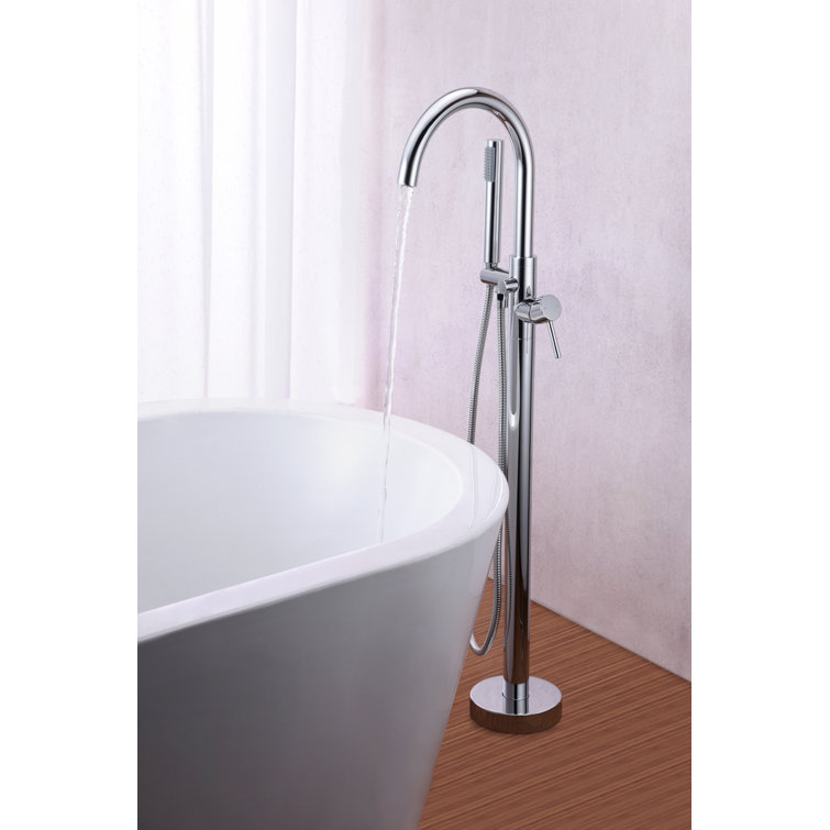 Polished Chrome Freestanding Clawfoot Tub Faucet with Hand Shower